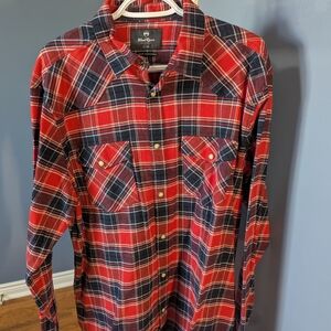 Blue River Men's Red and Black Plaid Casual Shirt